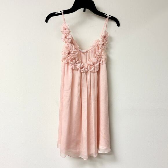 Rebecca Taylor 100% Silk Sleeveless Floral Mini Dress Light Pink Women's Size 0 - Picture 1 of 4